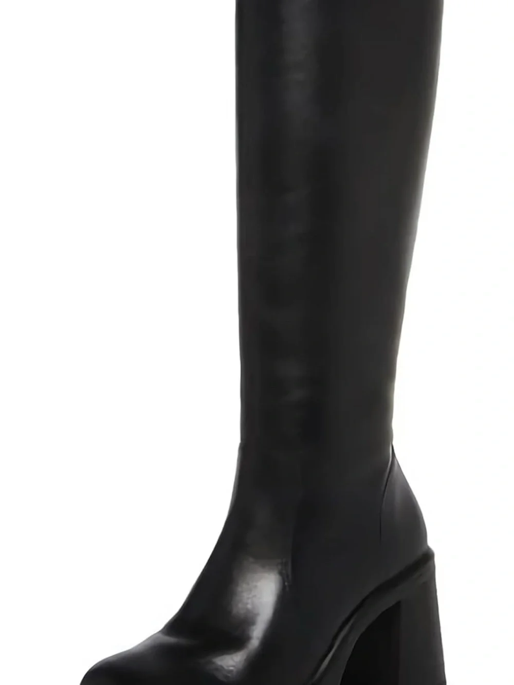 Classic Black Knee-High Platform Boot - Women's